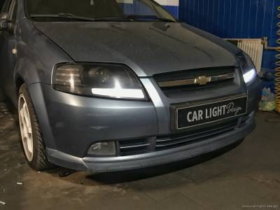 Окончательный результат по установке линз в Chevrolet Aveo
