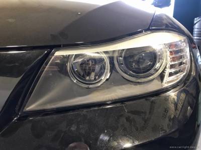 Установленные билинзы в галогенные фары BMW 3-Series
