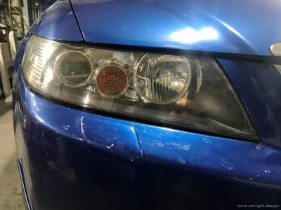 Фара Honda Accord 7 после полировки стекла фары