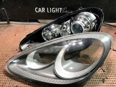 Раскрытая фара Porsche Cayenne